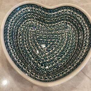 Pottery heart shaped dish Poland